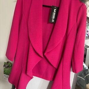NWT Casual lapel ruffle front Jacket 3/4 sleeve coat